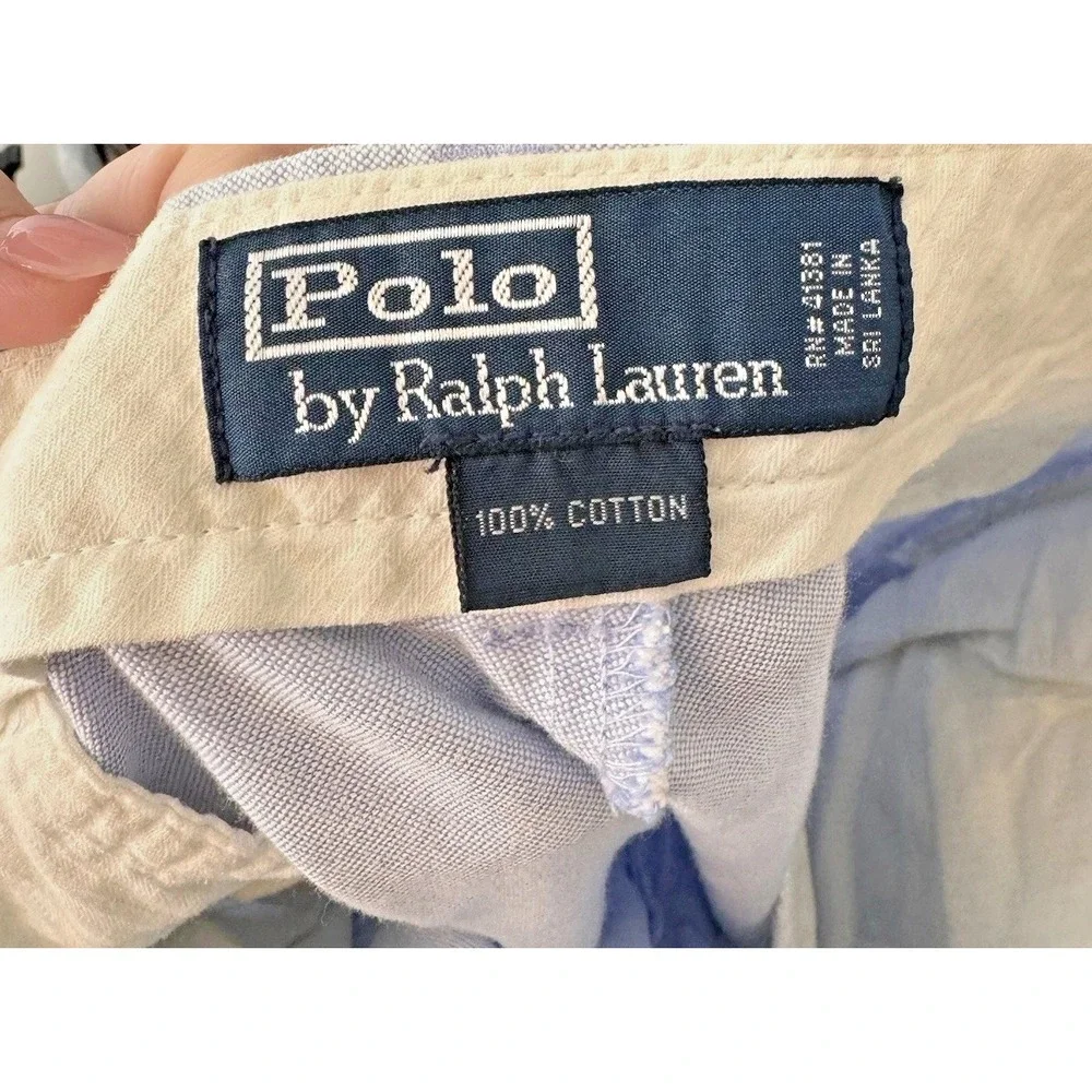 Polo Ralph Lauren Men's 36‎ Blue Birds Eye Chino Flat Front Shorts 9.5'' Inseam